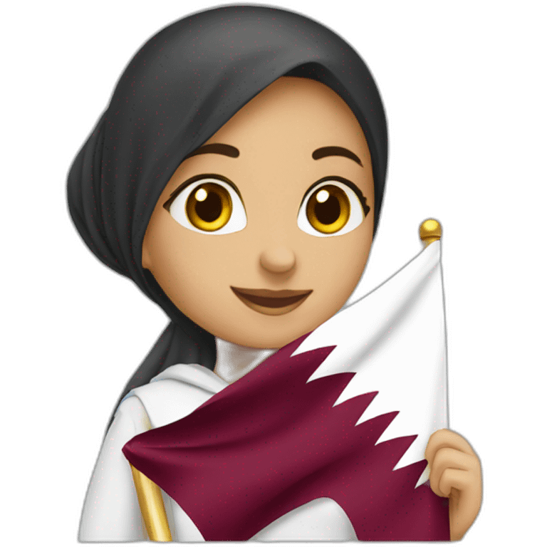 Arabic girl holding Qatar flag emoji