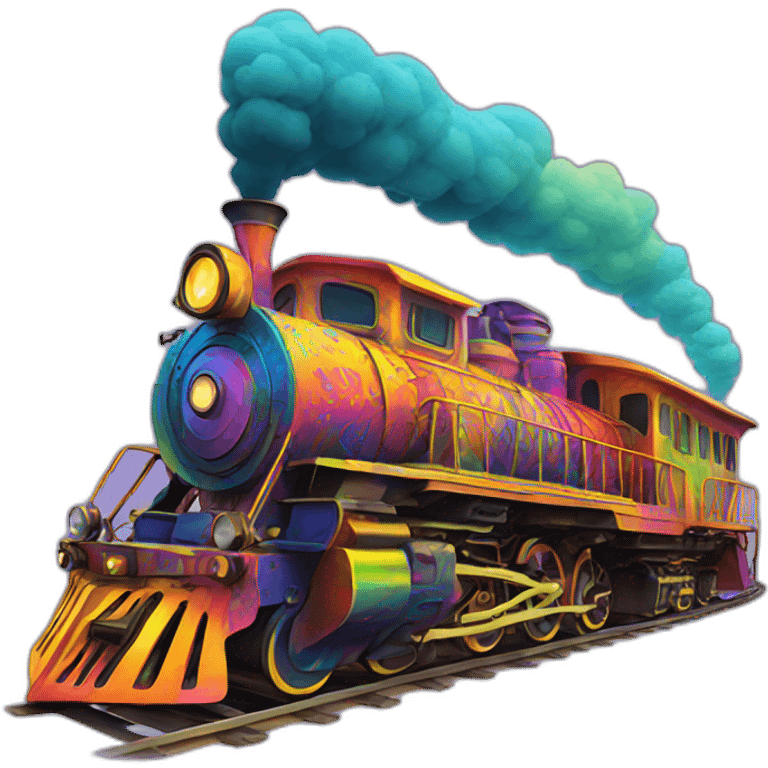 psychedelic colorful train emoji