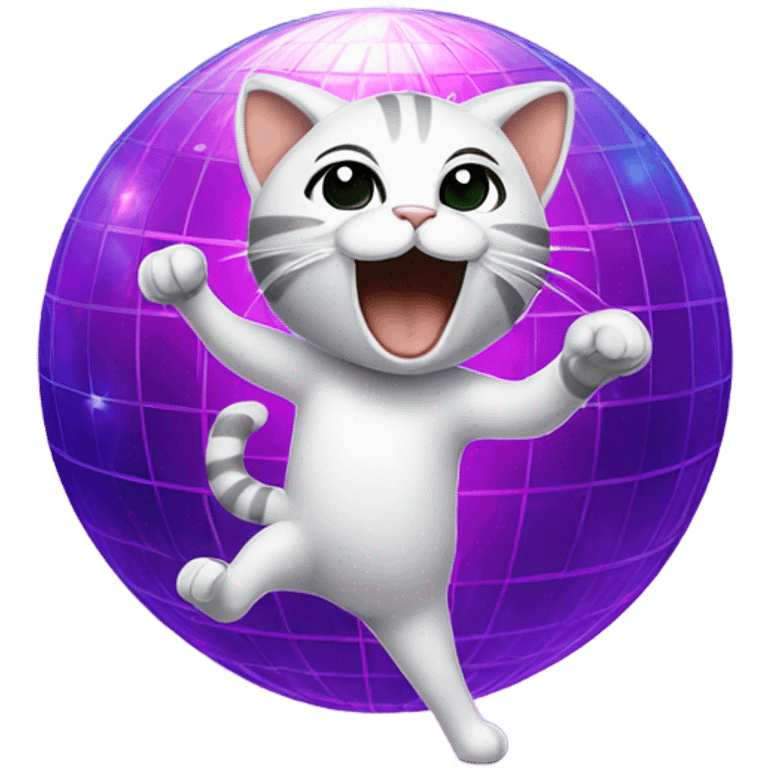 Cat dancing under disco ball emoji