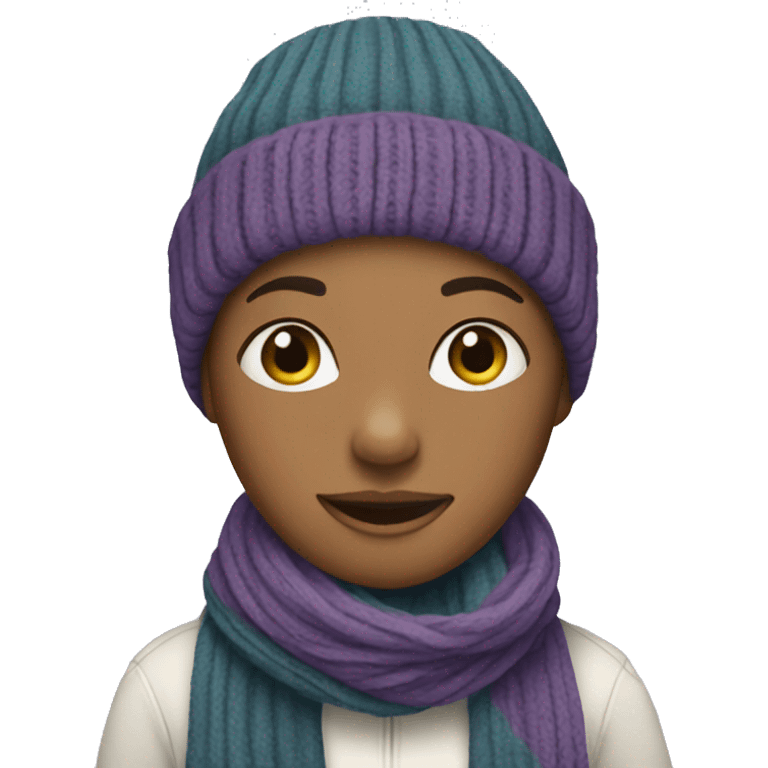 Woman wearing a beanie and scarf emoji