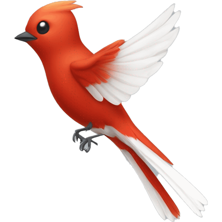 red male flycatcher bird flying with white accent feathers emoji