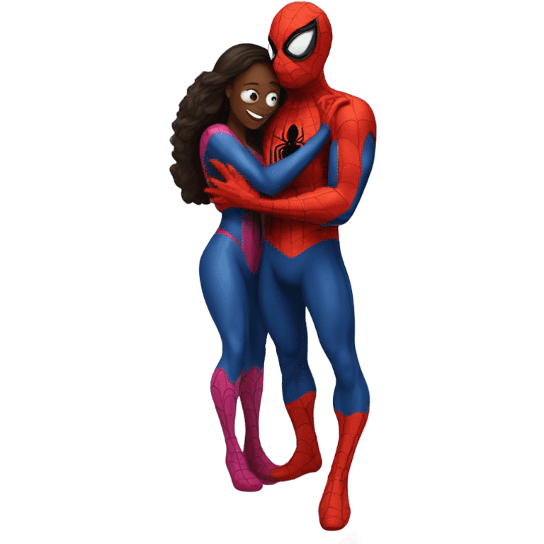 Spiderman hugging spiderwoman emoji