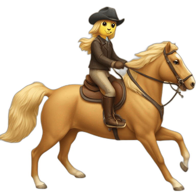 Golden retriever riding a horse  emoji