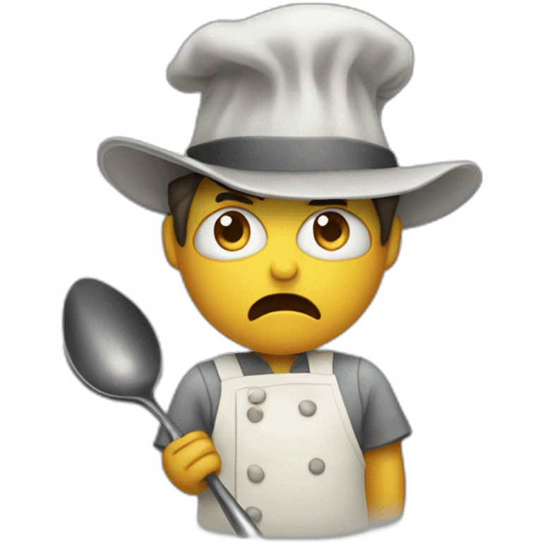 Canteen staff angry enrobed with a hat and ladle emoji