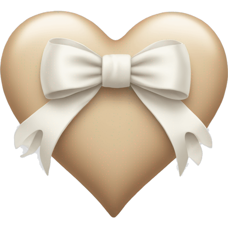 beige heart with white bow emoji