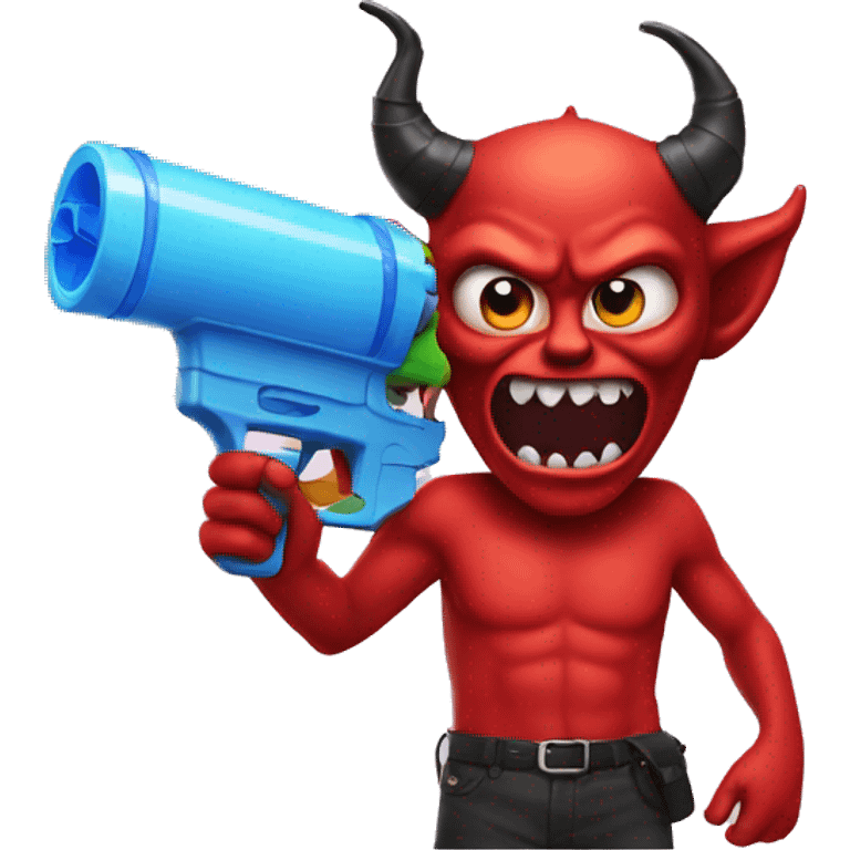 Devil with a water gun emoji