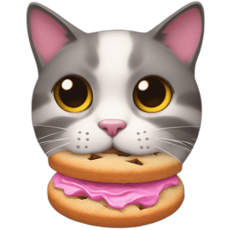 gato rosa con una galleta en la boca emoji