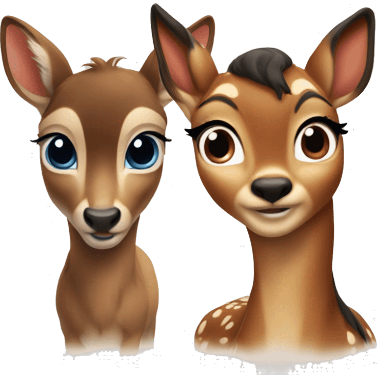 Bambi with brown eyes and faline with blue eyes emoji