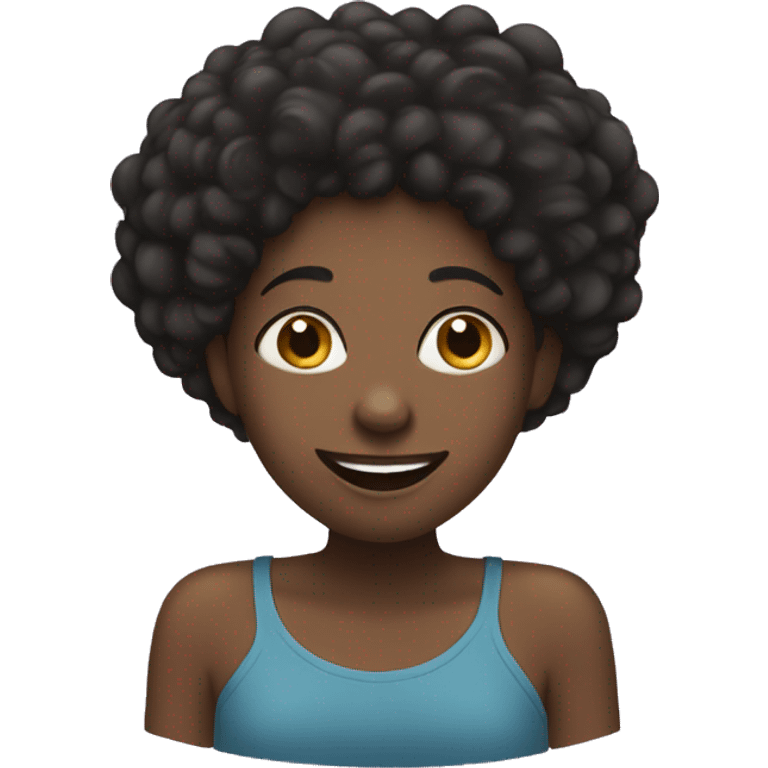 Black Girl with two hands under her chin, smiling emoji