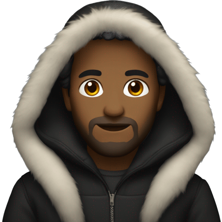 Black long coat with fur hood  emoji