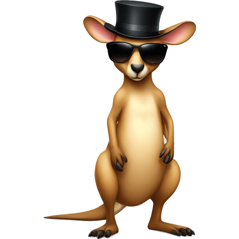 Kangaroo wearing a bikini, sunglasses & top hat emoji