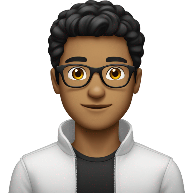 young man tanned whit black hair straight whit circular glasses emoji