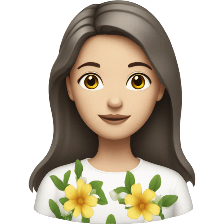 White brunette girl with flowers  emoji