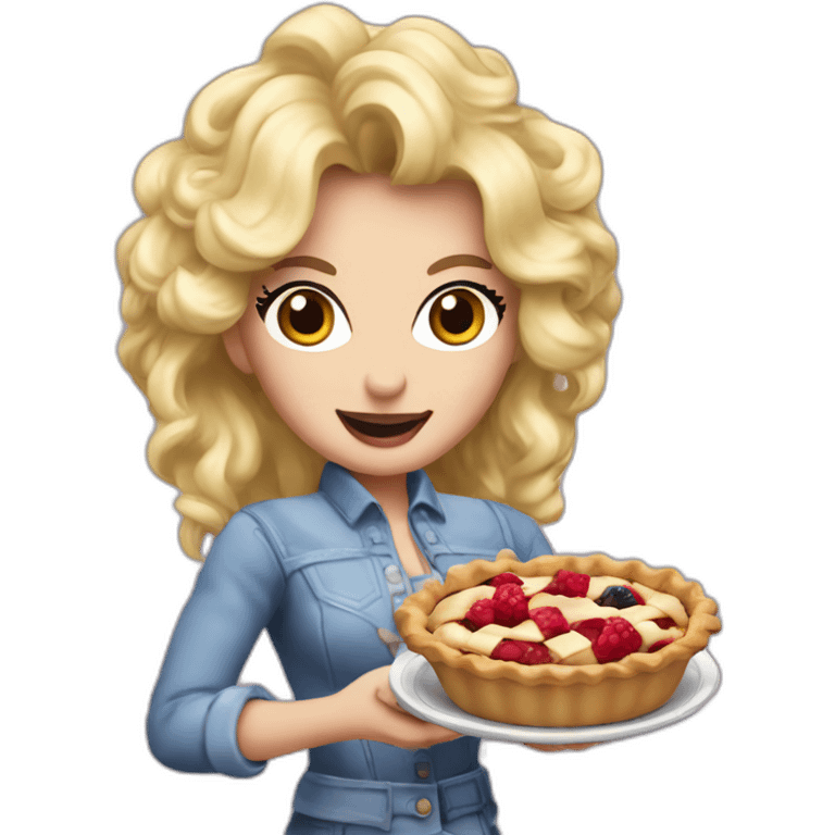 Dolly Parton fighting a berry pie emoji