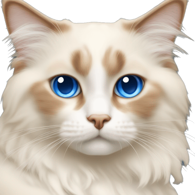 cream and orange bicolor ragdoll cat with blue eyes curled up  emoji