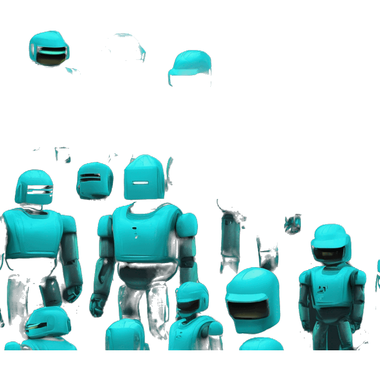 Neon Cyan variant DaftPunk-style robot talk box emoji