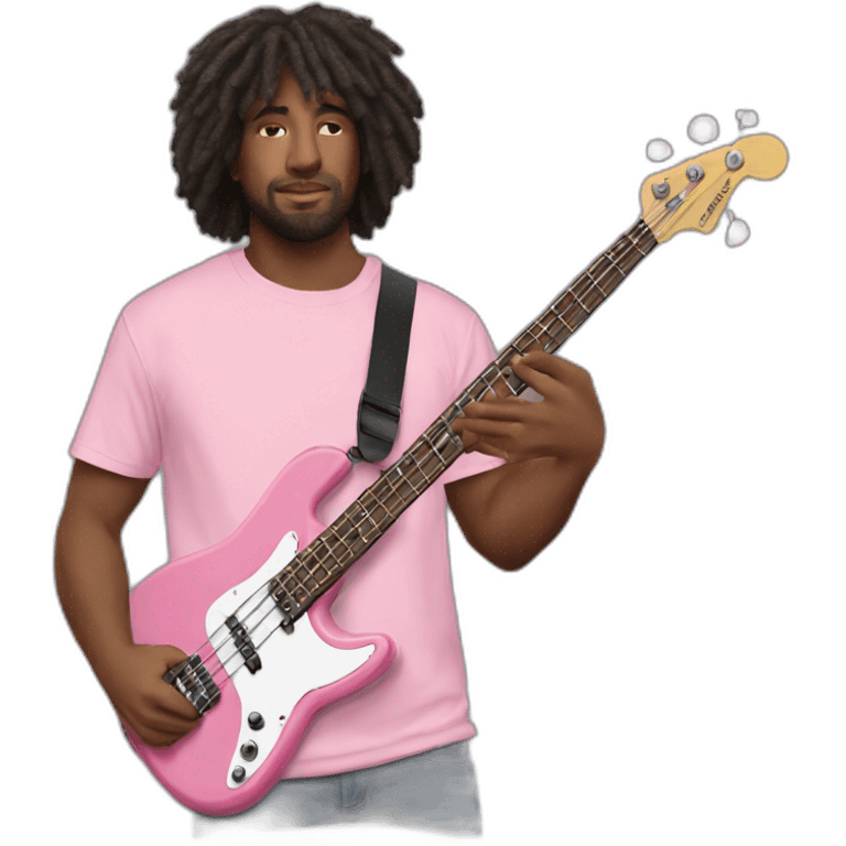 bruned-long-bassguitar-player-pink-tshirt-pink emoji