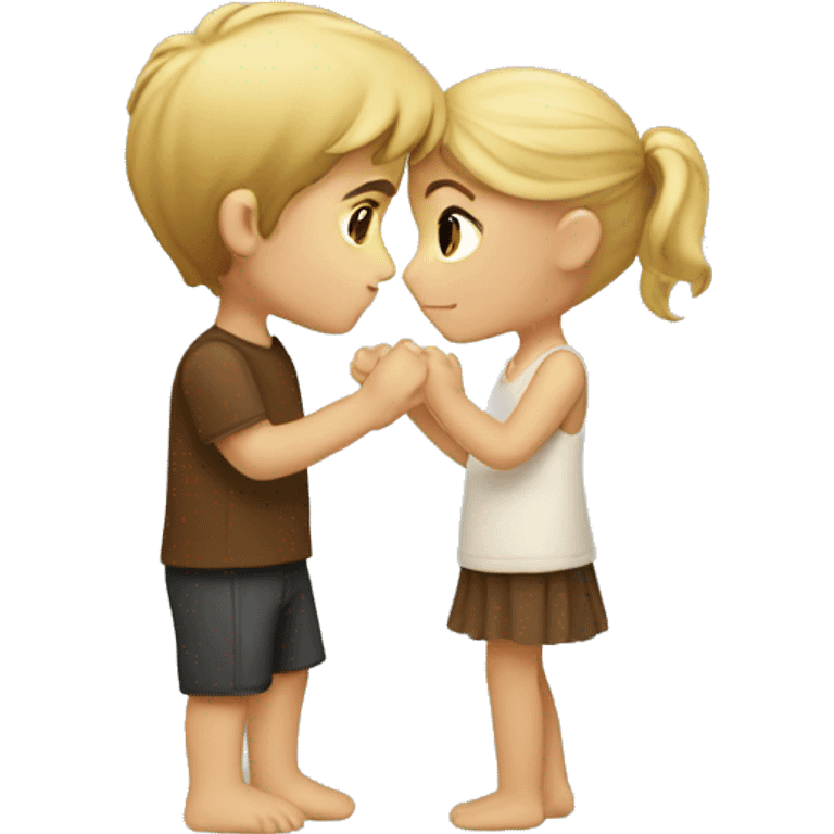 Blond boy kissing a brown haired girl emoji