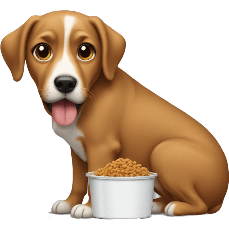 A dog eating dog food emoji