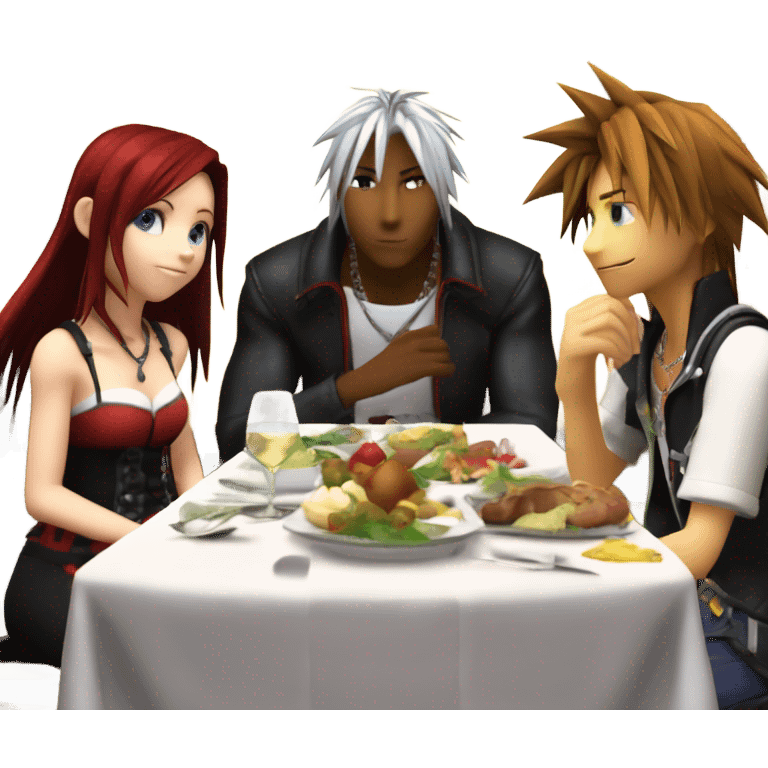 sora riku and kairi from kingdom hearts at the final supper emoji