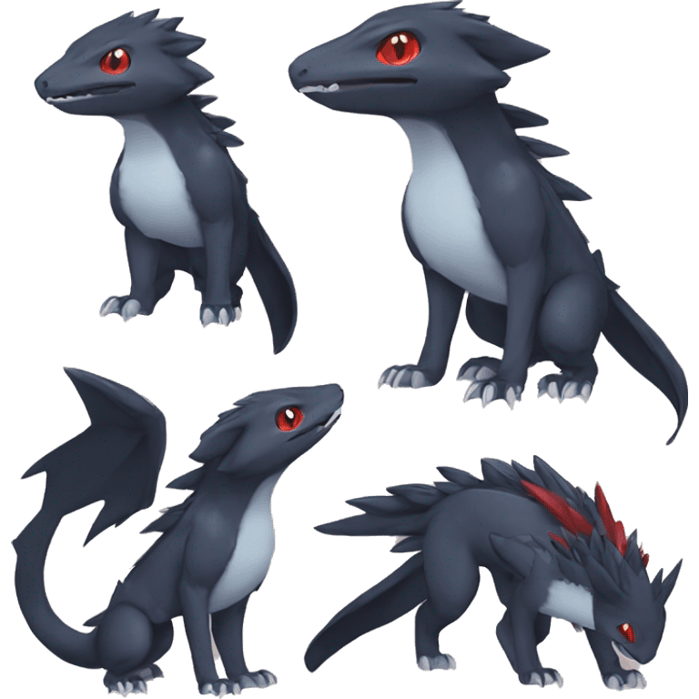 Cute cool black red nargacuga animal hybrid Fakemon full body emoji