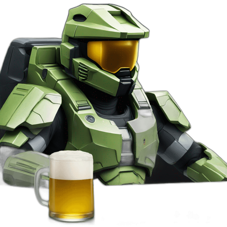 Master chief drinking beer emoji