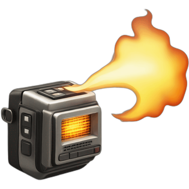 retro beeper on fire emoji