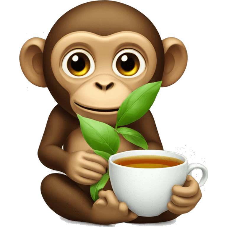 Monkey with green tea  emoji