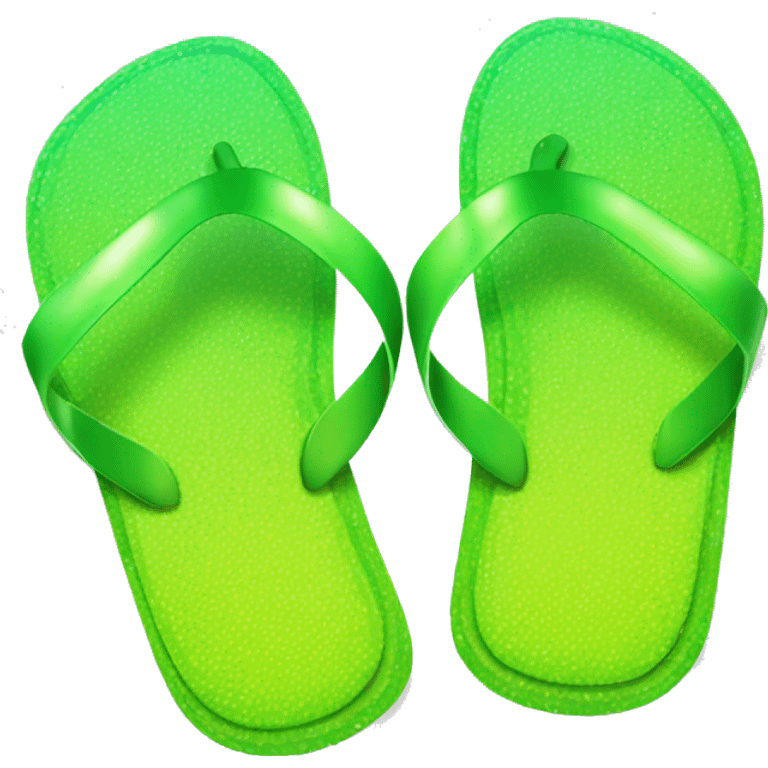 Realistic lime green gradient pair of summer flip flops isolated. emoji