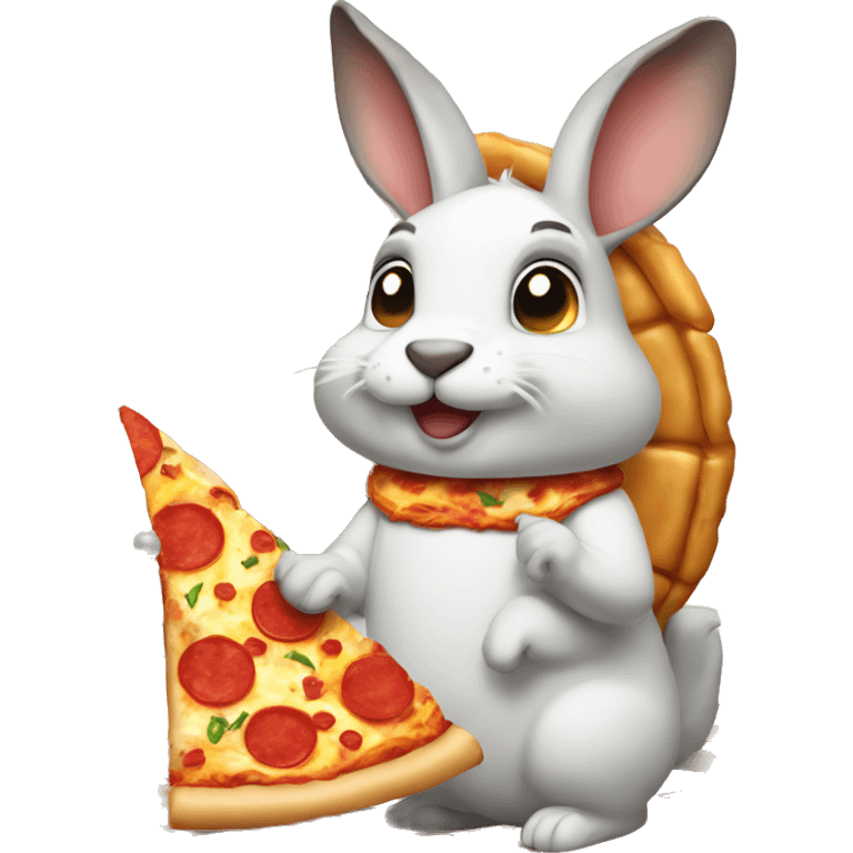 Conejo comiendo pizza emoji