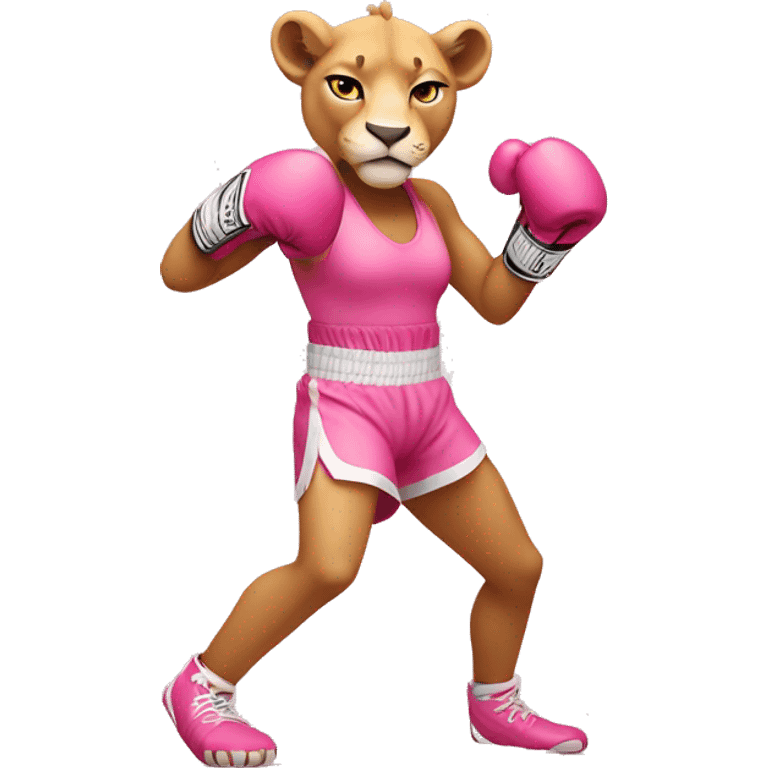 pink lioness boxing emoji