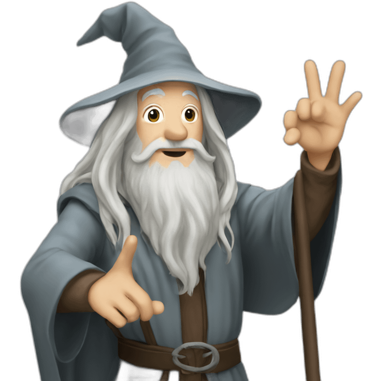 Gandalf making the rock n roll sign emoji