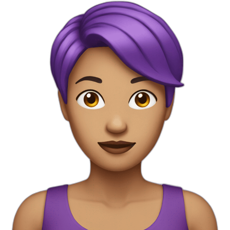 woman with purple short hair with sidecut emoji