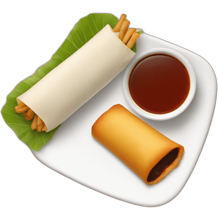 Lumpia and dipping sauce emoji