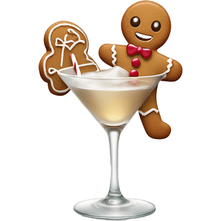 Tiny Gingerbread man in a gingerbread martini emoji