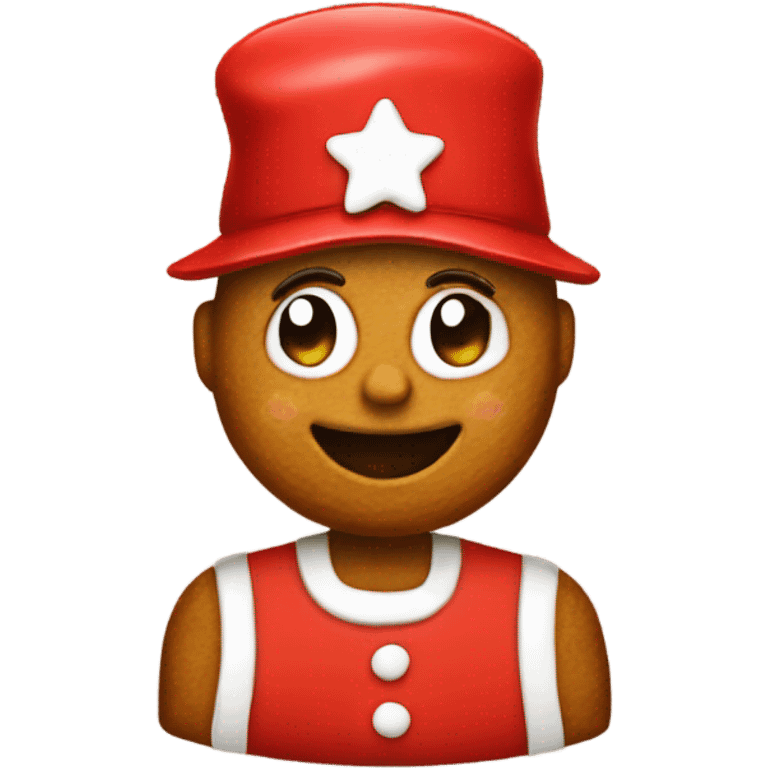 Gingerbread emoji wearing red make America great again cap emoji