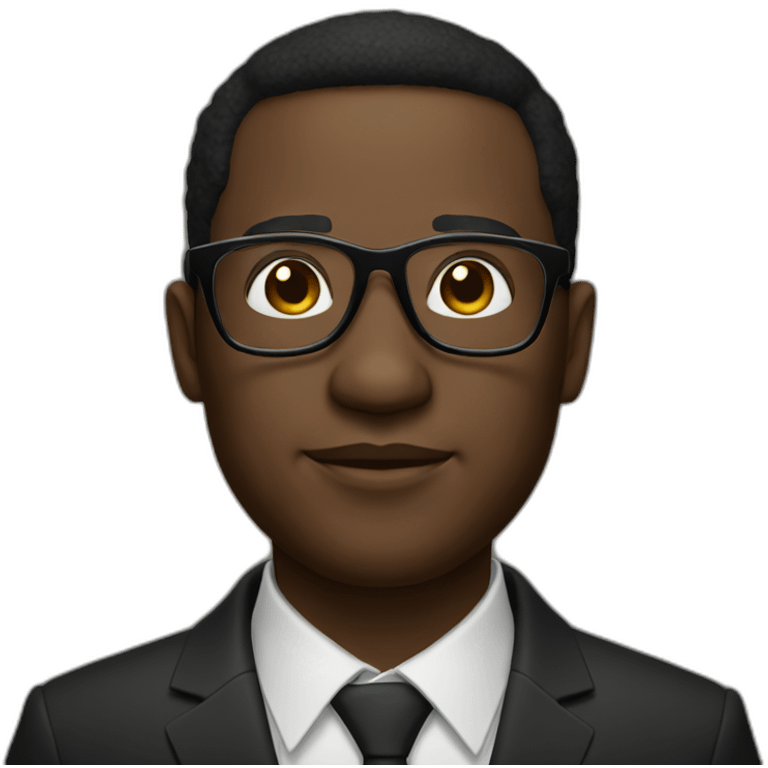 a black man with smart elegant black smart glasses emoji