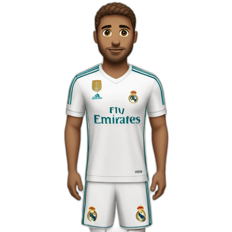 A man wearing Real Madrid shirt with brown hair  emoji