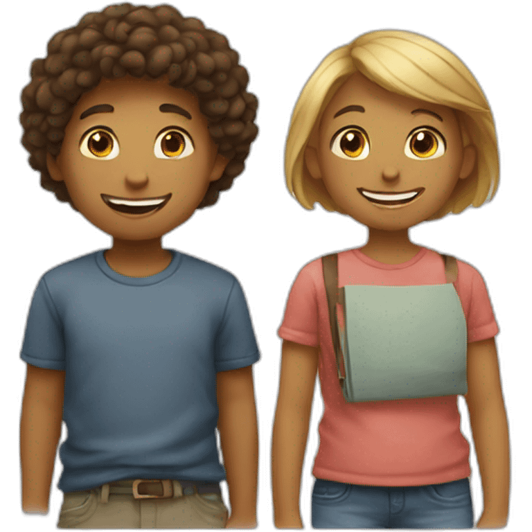 Boy and girl loves each other chatting emoji