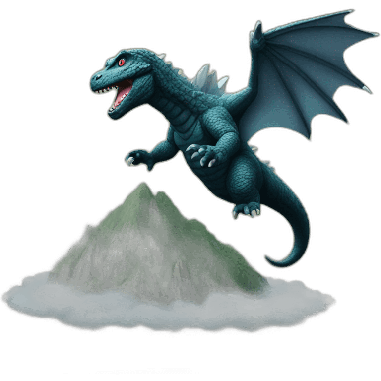 Godzilla flying emoji