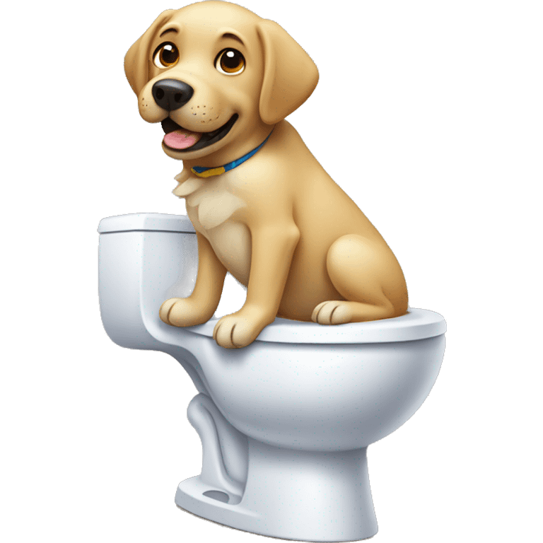 Labrador dog using a toilet emoji