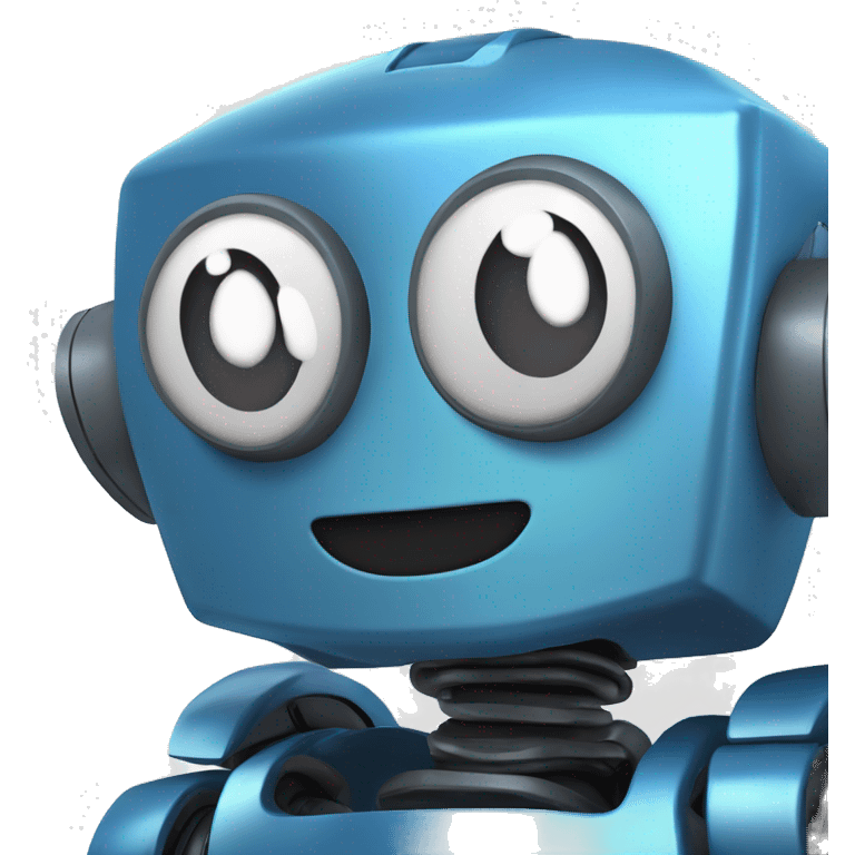 The iron blue robot smiles 3d emoji