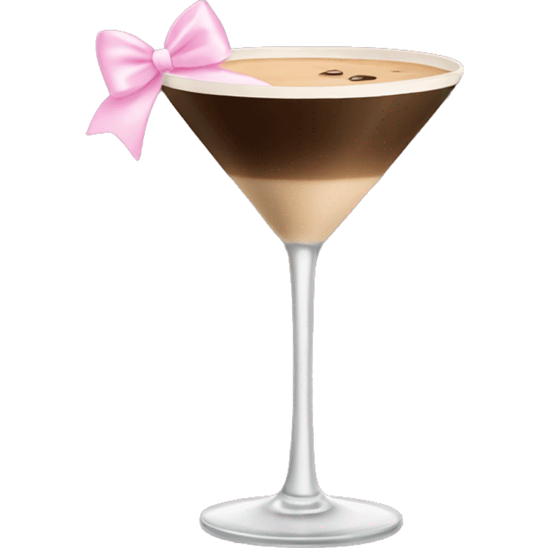 Espresso martini with light pink bow on stem emoji