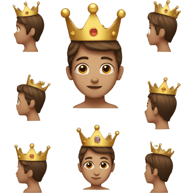 Brown hair boy with crown on his head emoji