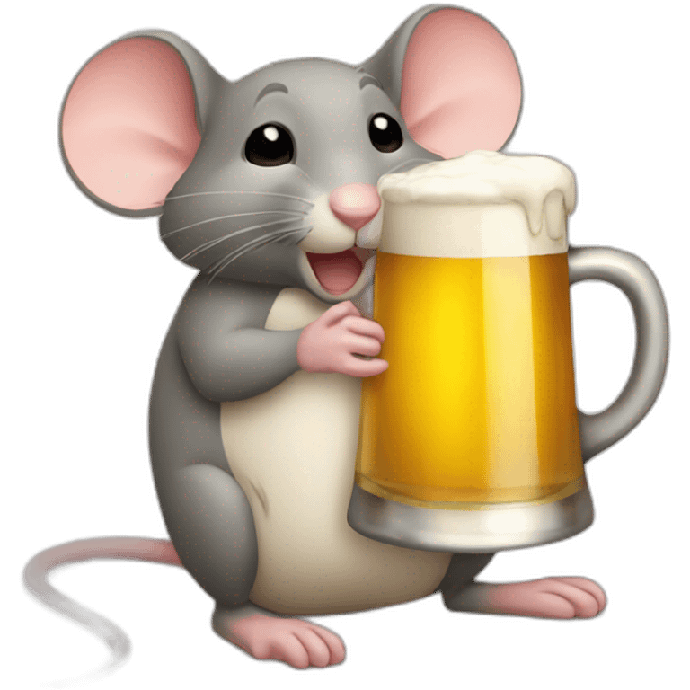 A mouse drinking a beer emoji