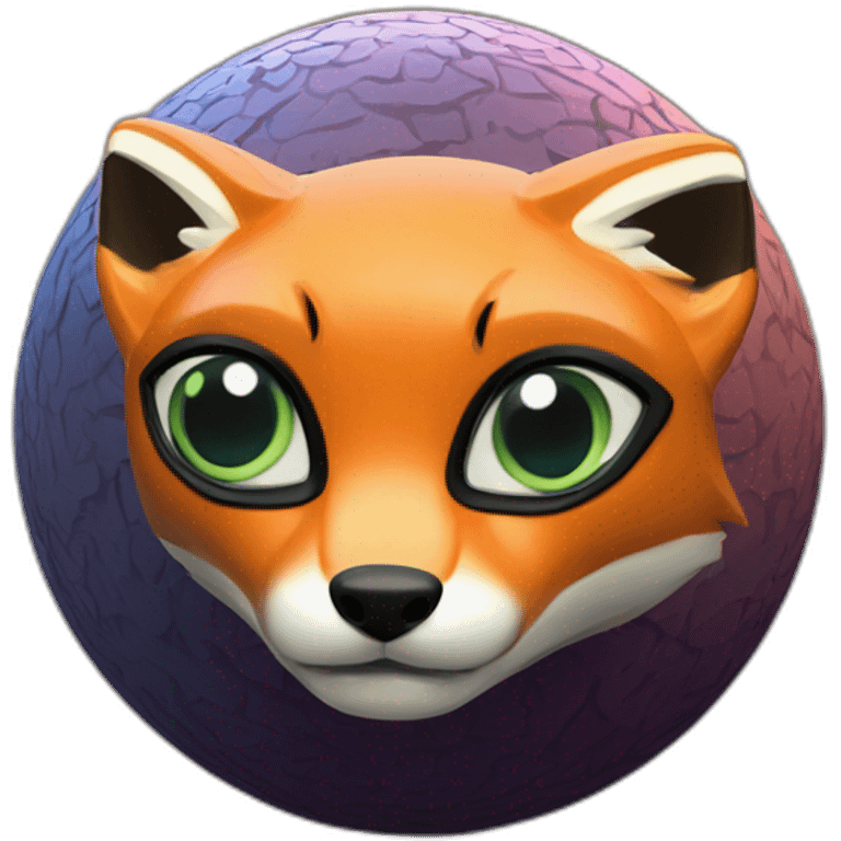 3d sphere with a cartoon Fox skin texture with Eye of Horus emoji