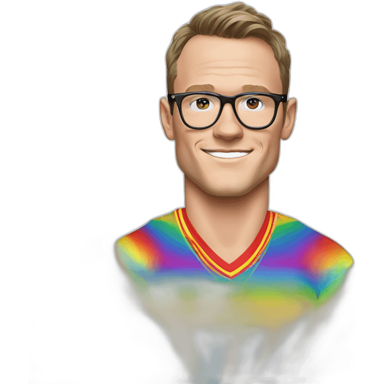 Jonathan Toews wearing glasses and rainbow clothes emoji