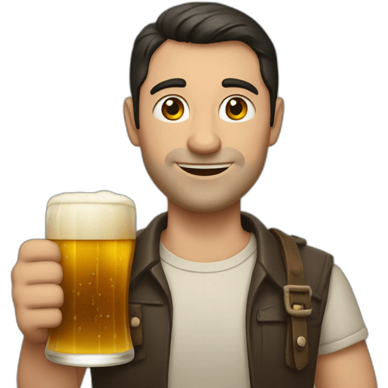 czech man with short dark hair an beer in hand emoji