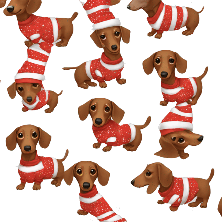 Dachshund wearing Christmas pajamas emoji