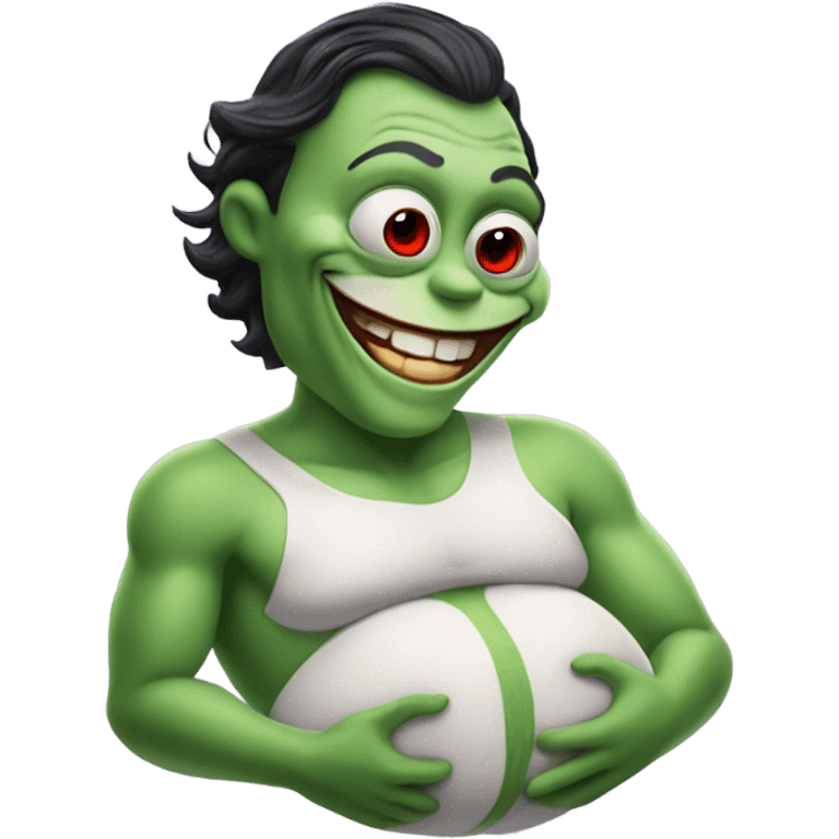 Joker gently embracing pregnant crazy frog  emoji